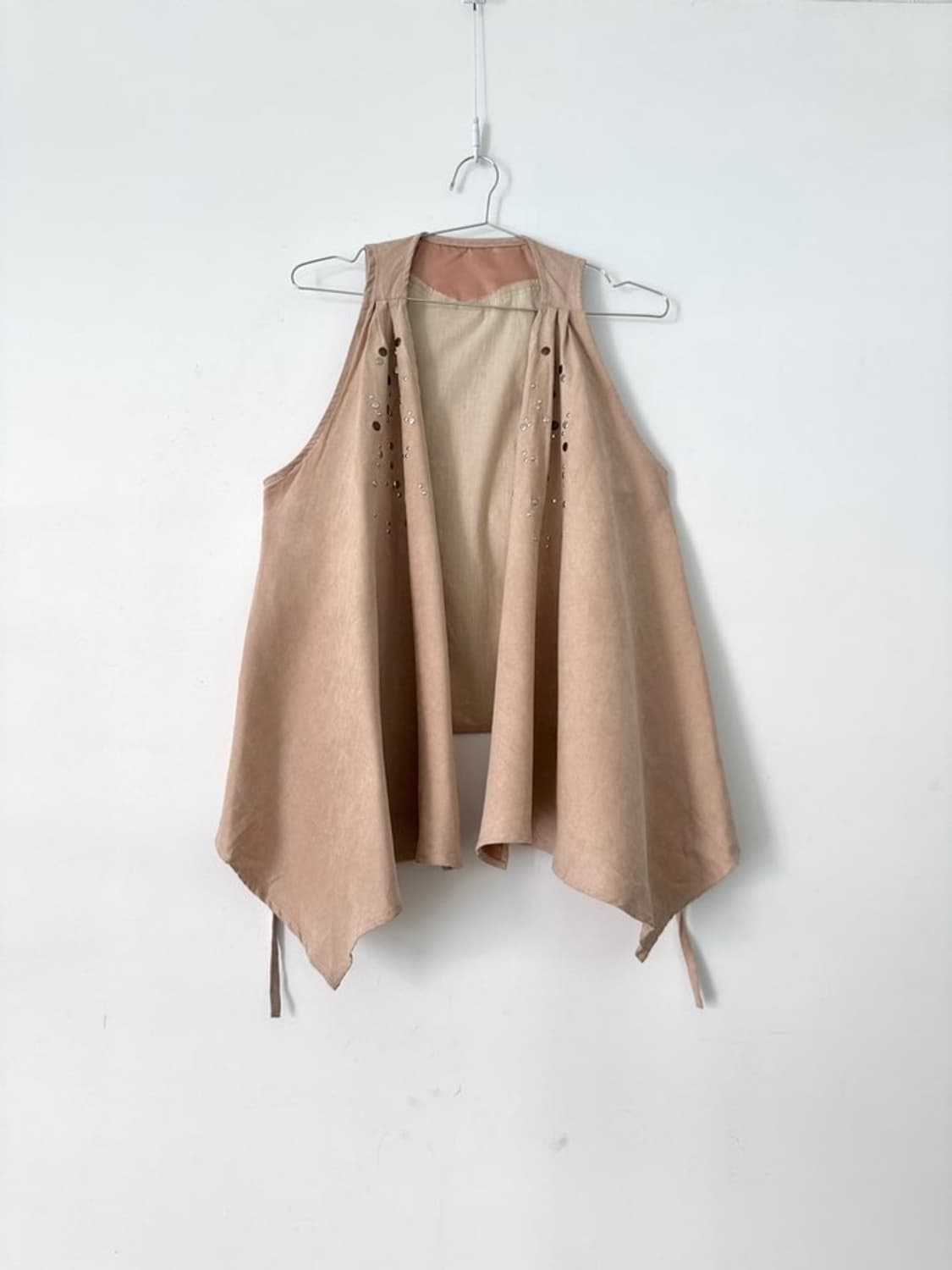 Western mini stud velvet vest / brown 상품이미지5