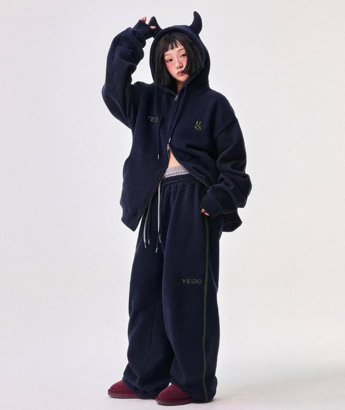 예그 더블 밴딩 팬츠 네이비 상품이미지2