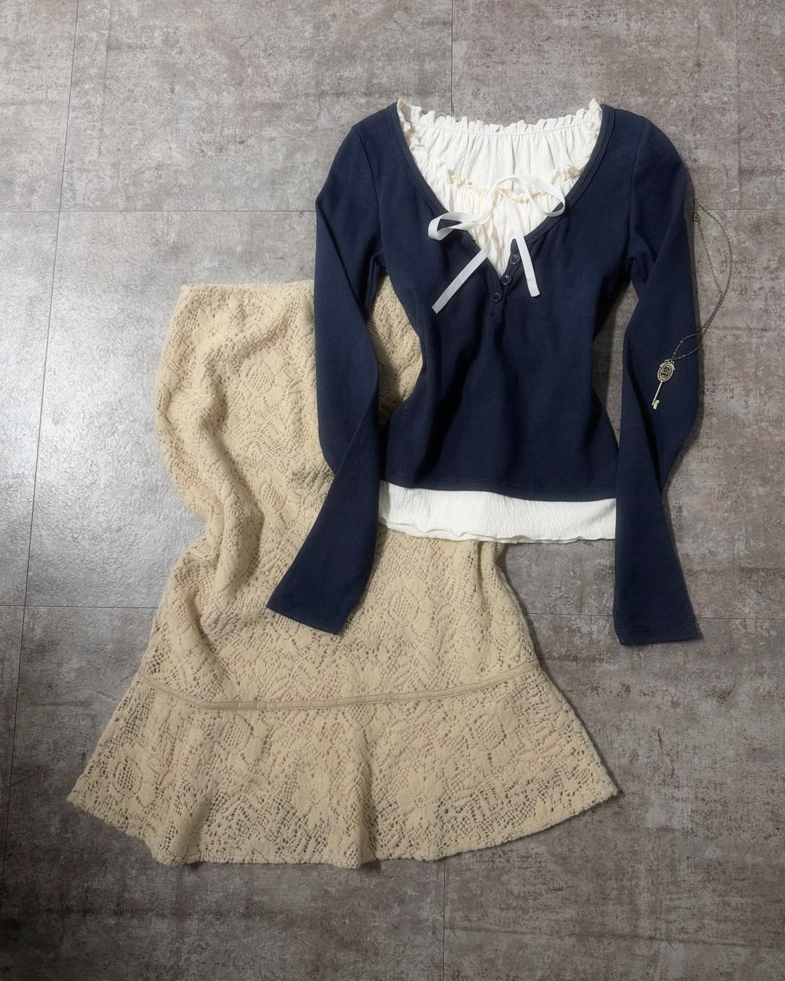 셔링 레이어드 탑 울 니트 스커트 2pcs SET 상품이미지1