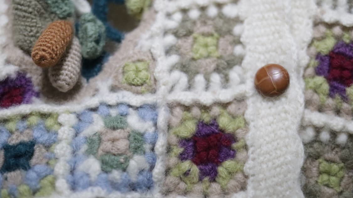 빈티지 울 100 크로셰 크로쉐 꽃 플라워 모티브 입체 니트 가디건 상품이미지3