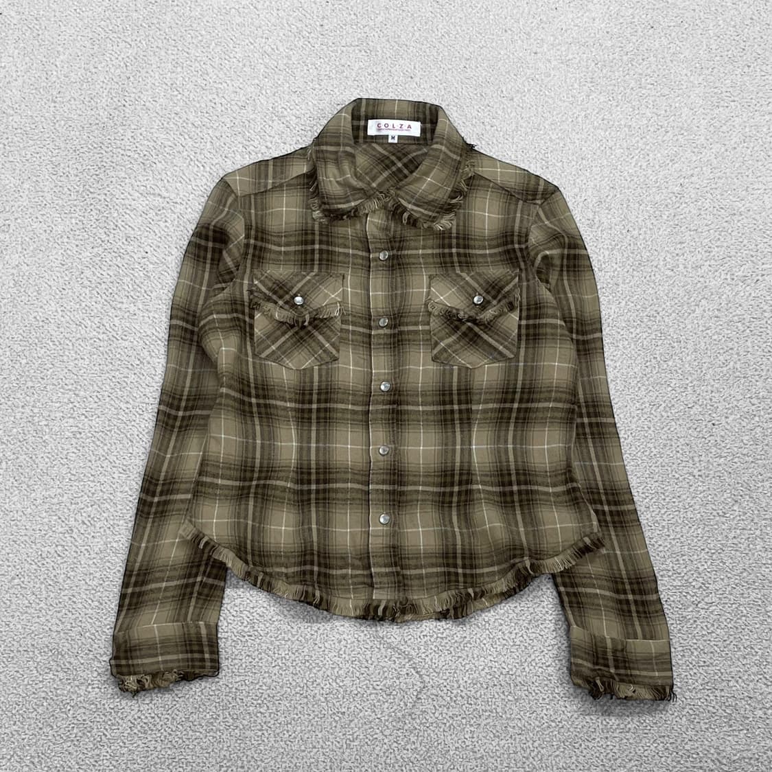 Colza 히피 그런지 플란넬 셔츠 베이지 브라운 상품이미지1
