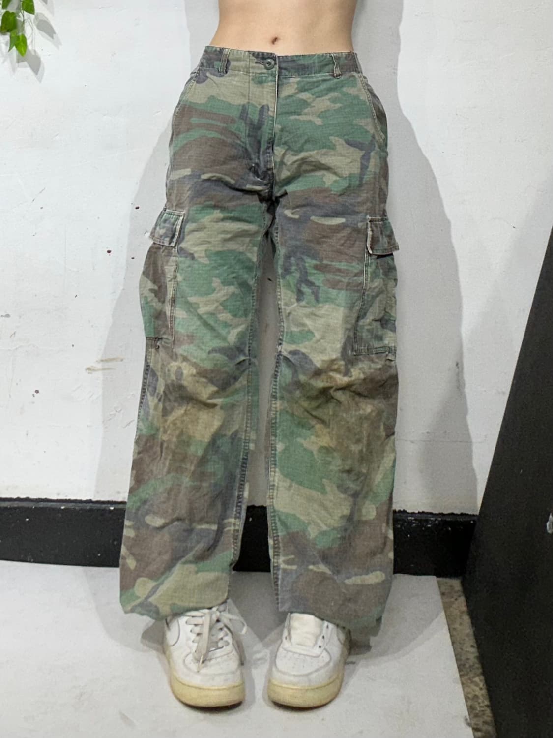 빈티지 카키 군복 와이드 밀리터리 카모 립스타 카고 팬츠 군대 바지  상품이미지2