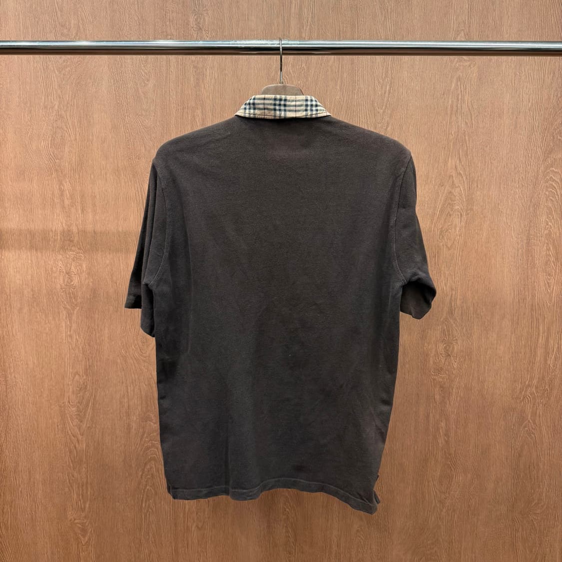 버버리 런던 노바체크 카라 반팔 폴로 셔츠 자수 로고 디테일 브라운 상품이미지3