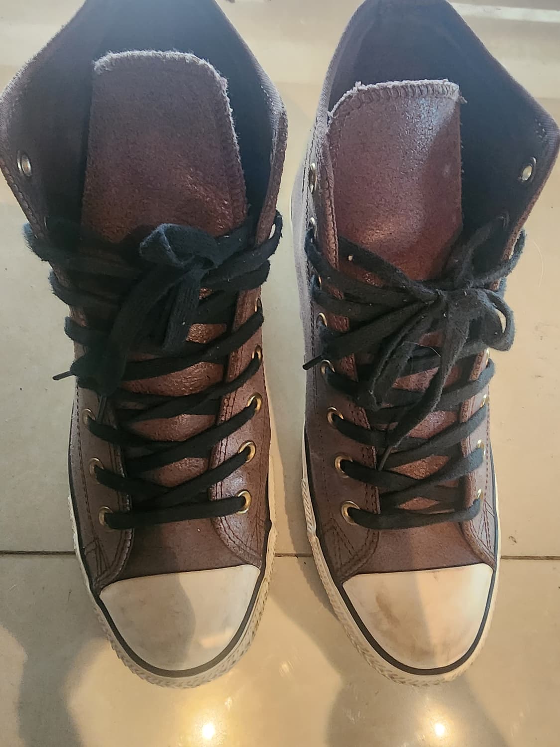 CONVERSE 컨버스 하이 브라운 레더 스니커즈 팜 275 운동화 슈즈 상품이미지4