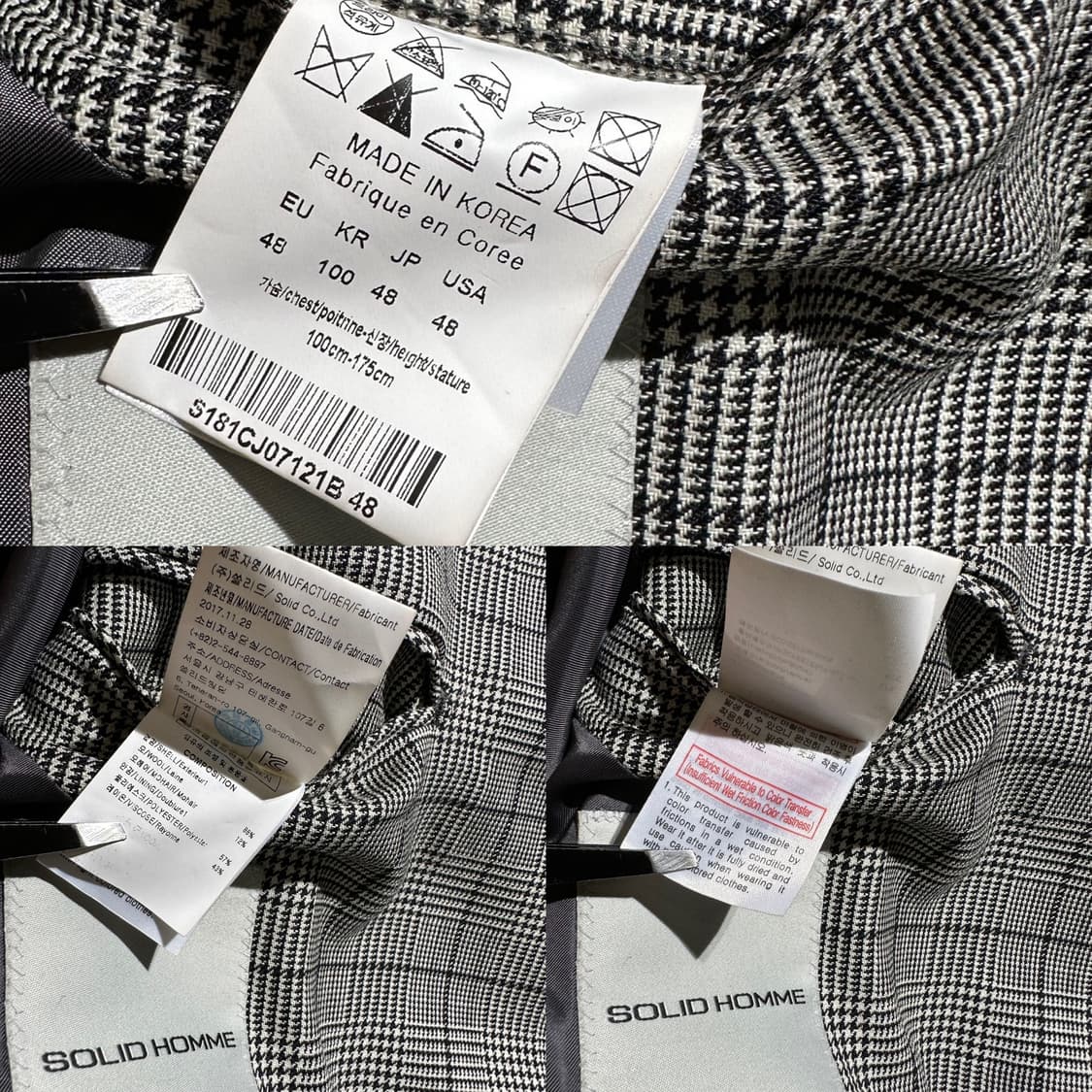 솔리드옴므 모헤어 블렌드 글렌체크 스냅버튼 더블블레이저 상품이미지10