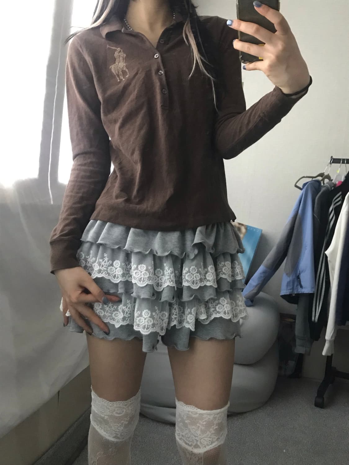 폴로 브라운 큐빅 빅포니 티셔츠 상품이미지1