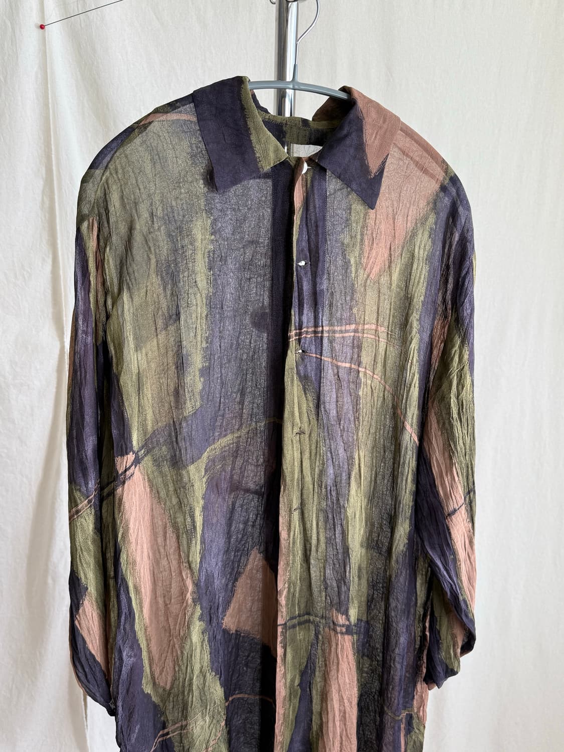 Keiko Kishi by nosh 패턴 시스루 롱 셔츠 상품이미지4