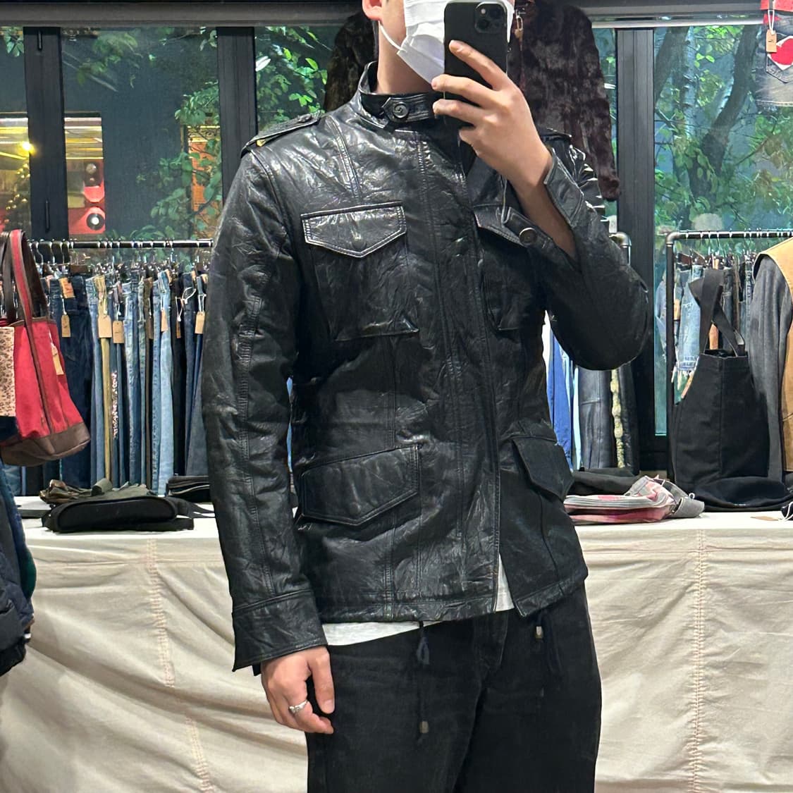 L) 양가죽 블랙 레더 필드 자켓 상품이미지10