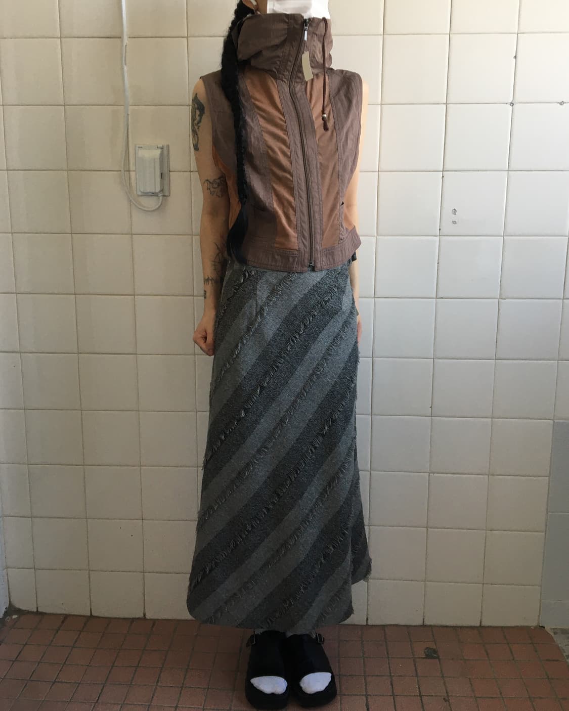 Line patch point high neck vest 상품이미지7