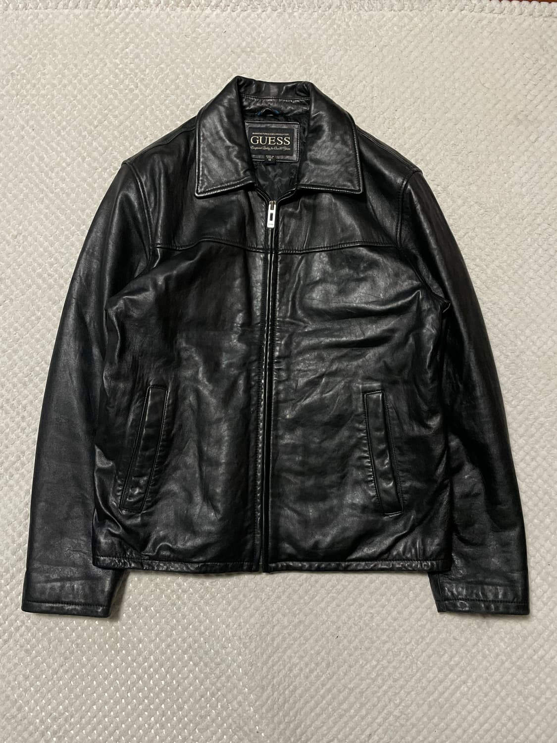 GUESS 웨스턴 무드 00s 램스킨 양가죽 스포츠 레더 자켓 상품이미지1