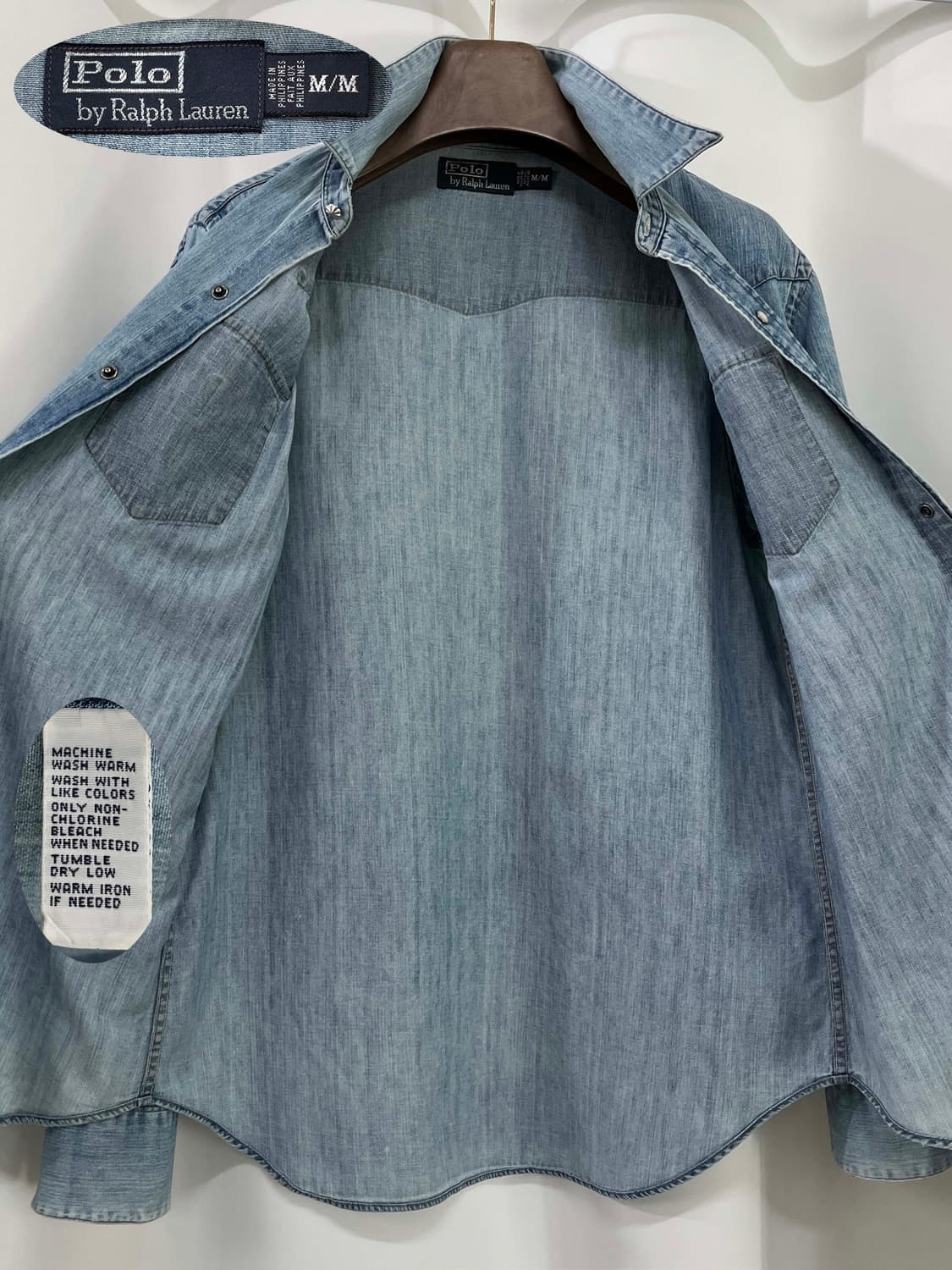 폴로 랄프로렌 콘초 사우스 웨스턴 워시드 데님 셔츠 상품이미지3
