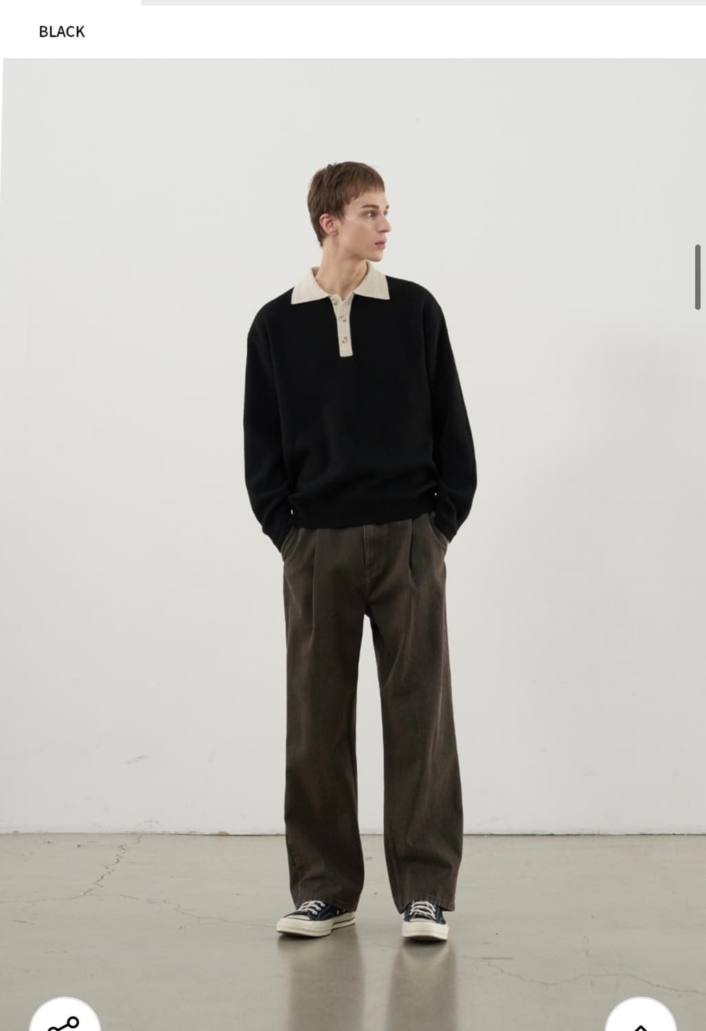 (L) 드로우핏 투톤 컬러 풀오버 카라 니트 [BLACK] 판매 상품이미지4