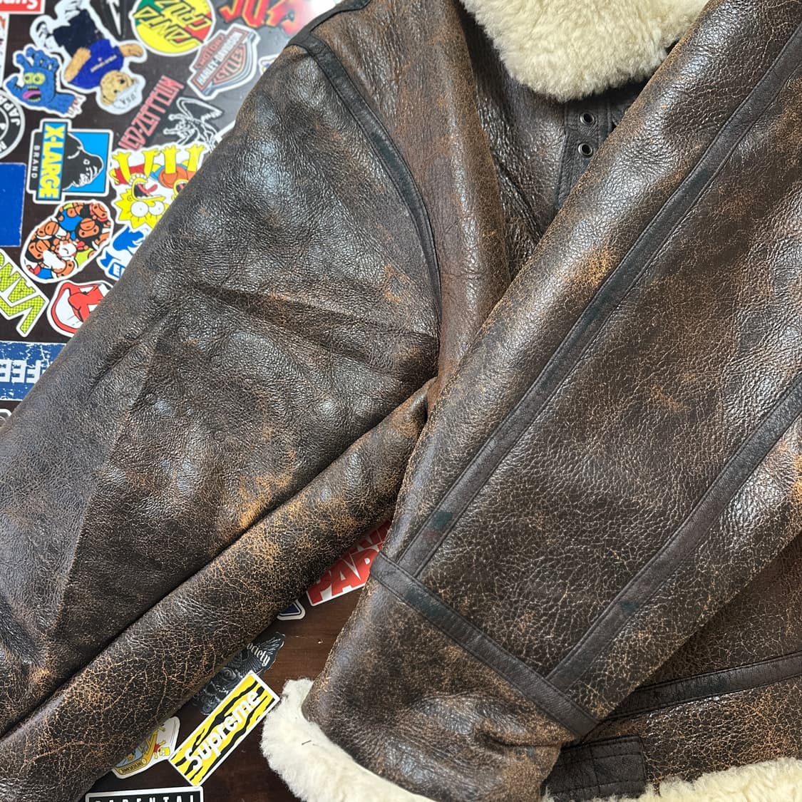 B-3 양가죽 무통 무스탕 자켓 M 상품이미지7