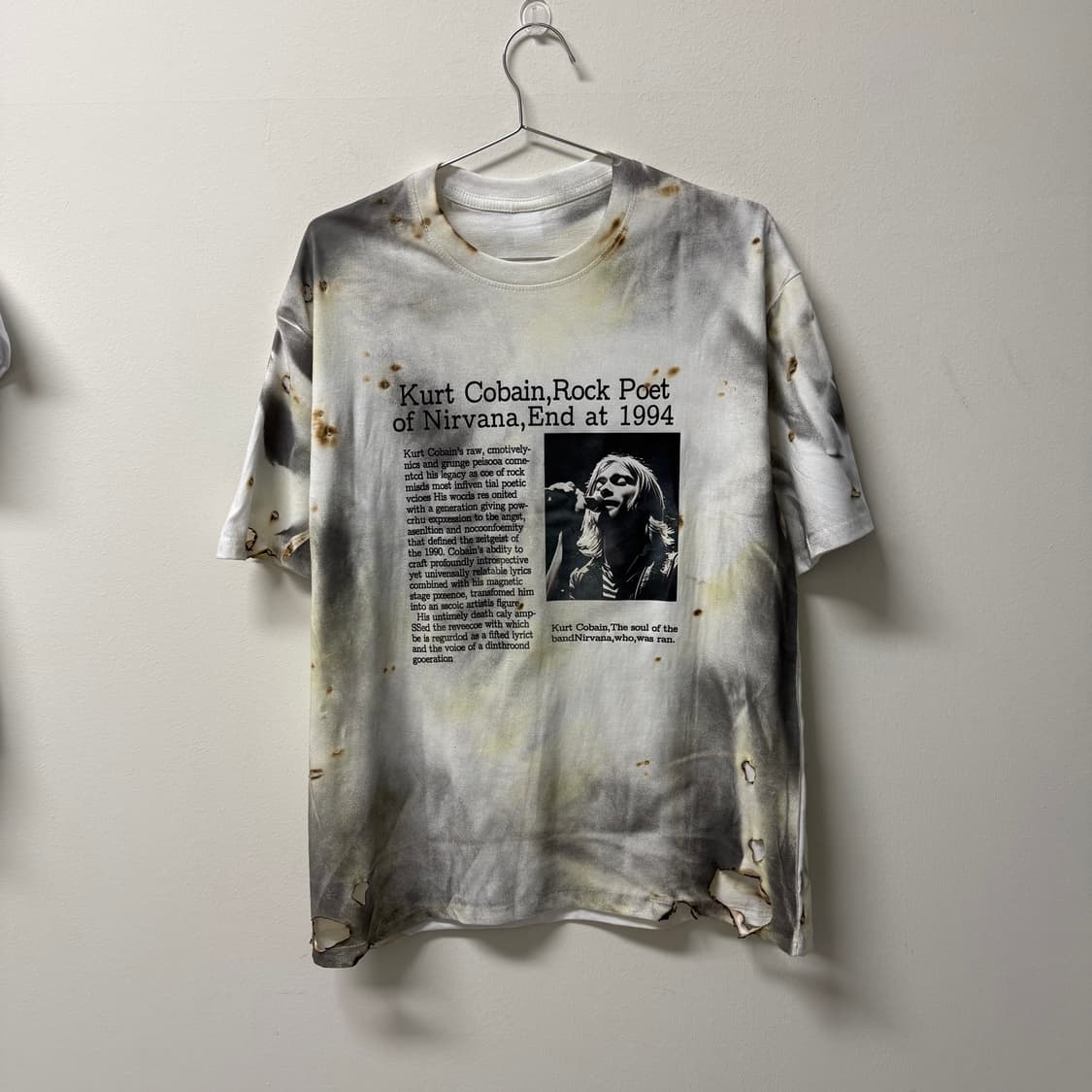 너바나 커트코베인 프린팅 디스트로이드 그릴드데미지 프린팅 워싱 반팔 상품이미지9