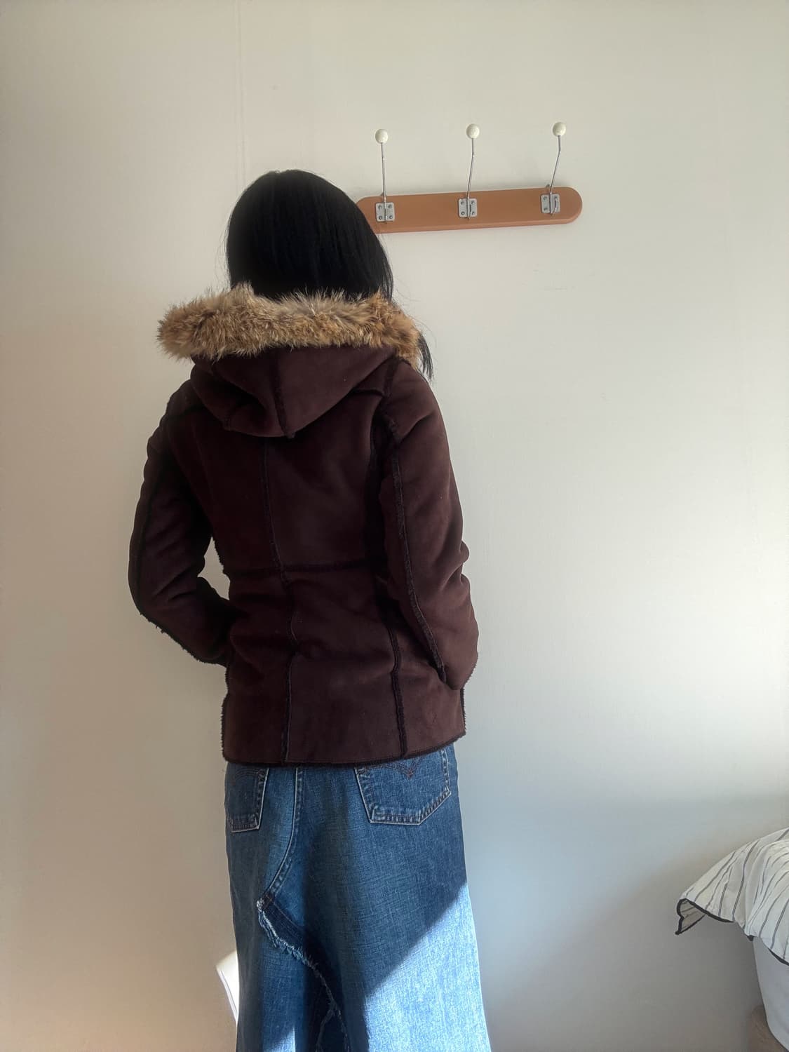 슬림핏 브라운 무스탕 상품이미지2