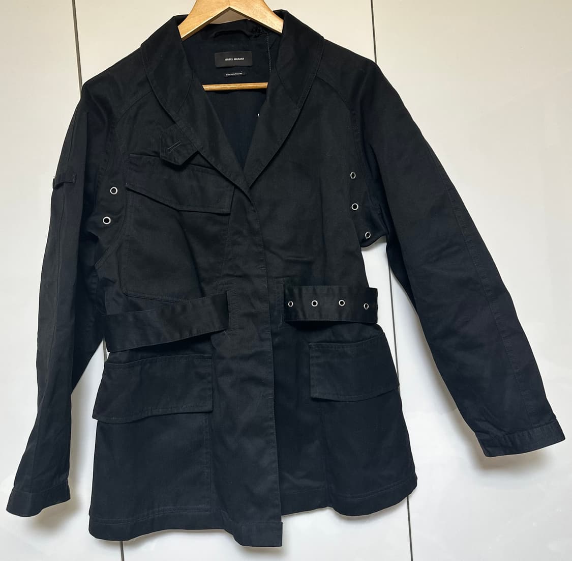 이자벨마랑 블랙 벨티드 유니크자켓 정품 상품이미지6