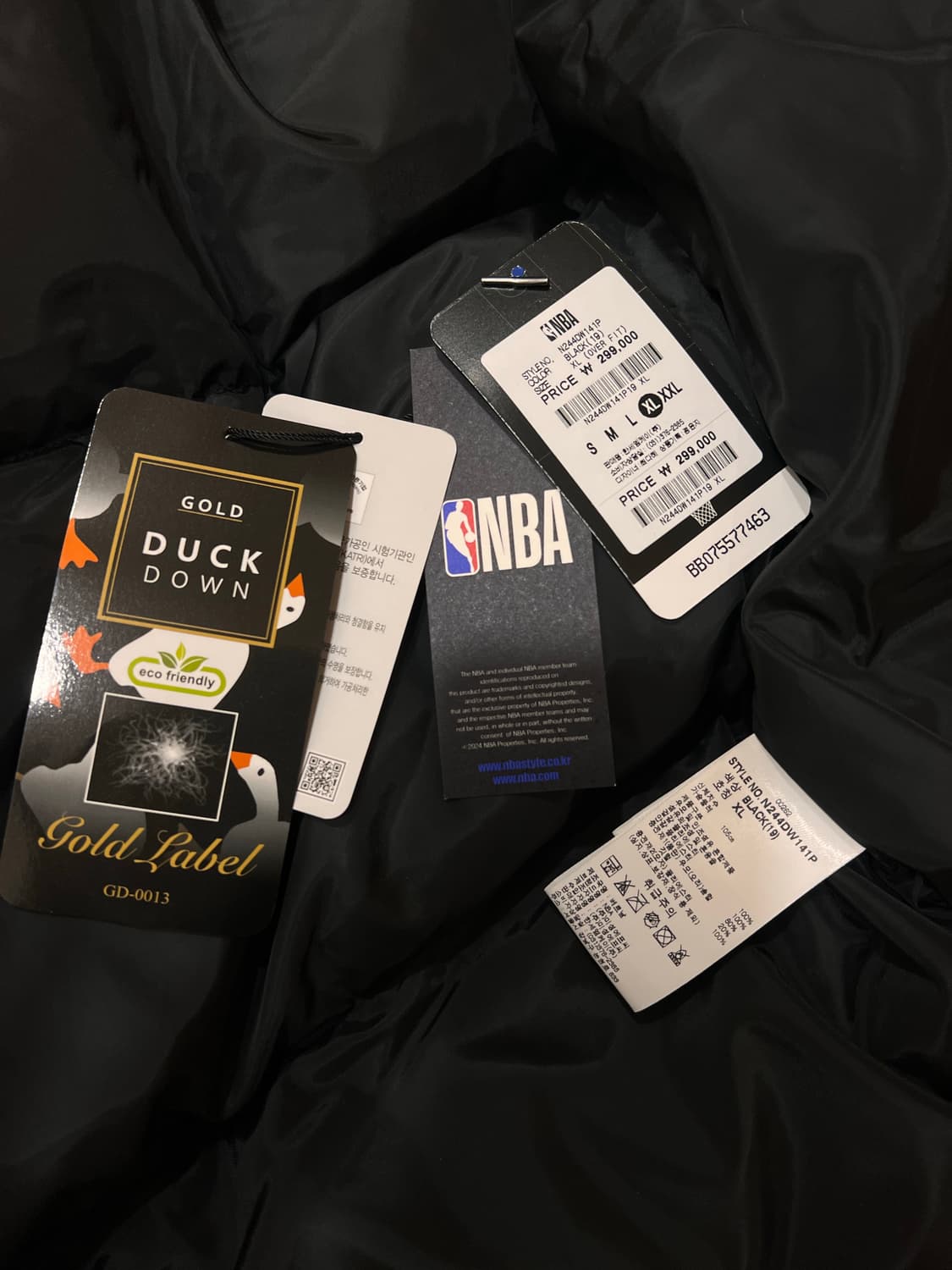 NBA 덕다운 롱 패딩 블랙 XL 상품이미지9