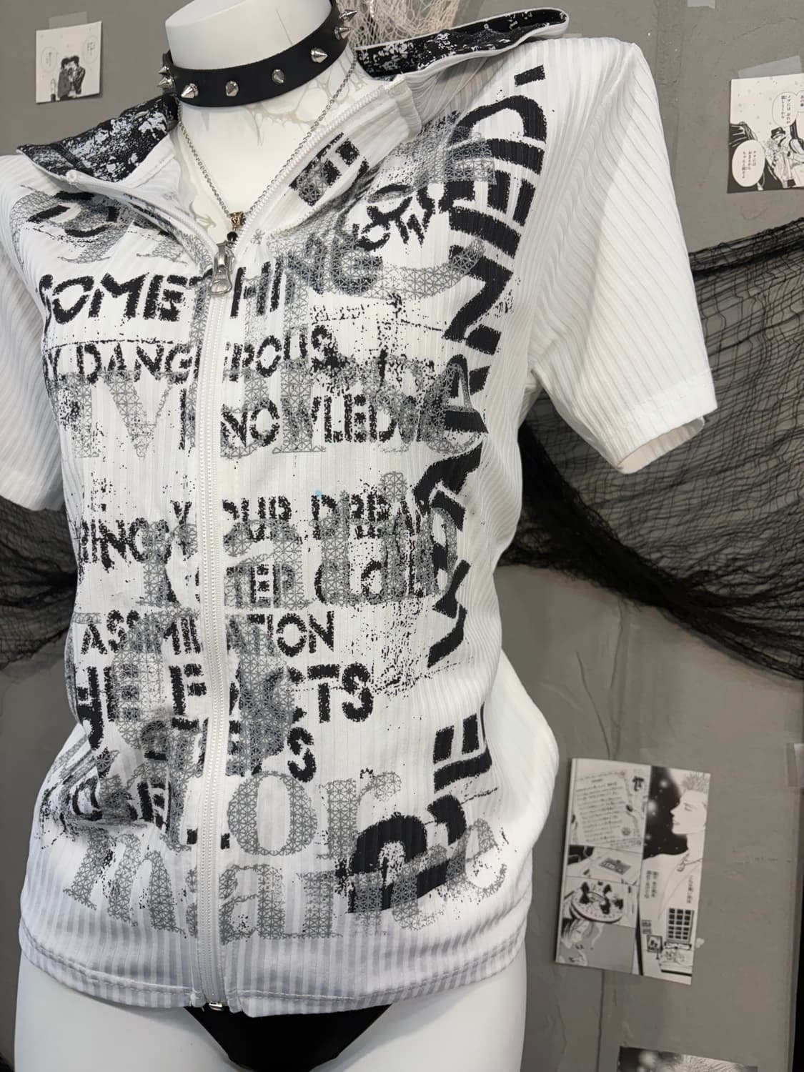 PUNK lettering halfsleeve hood zip up 상품이미지10