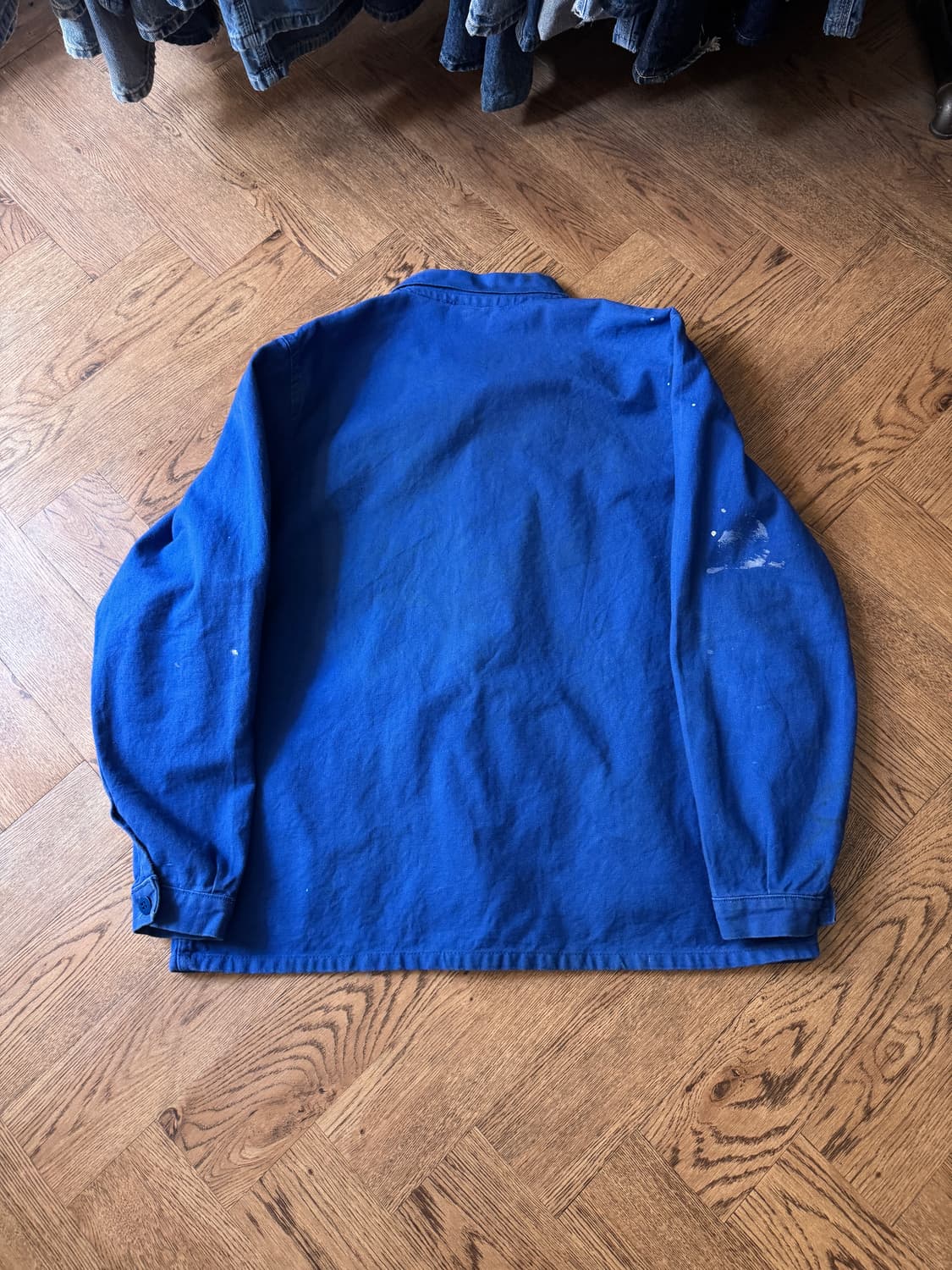 [XL]CHARVET TISSUS 빈티지 페인팅 잉크블루 프렌치 워크자켓 상품이미지6