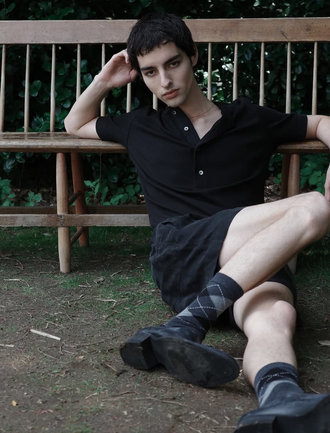 리젤서비스 MARGIN HENLEY NECK T-SHIRTS BLACK 상품이미지2