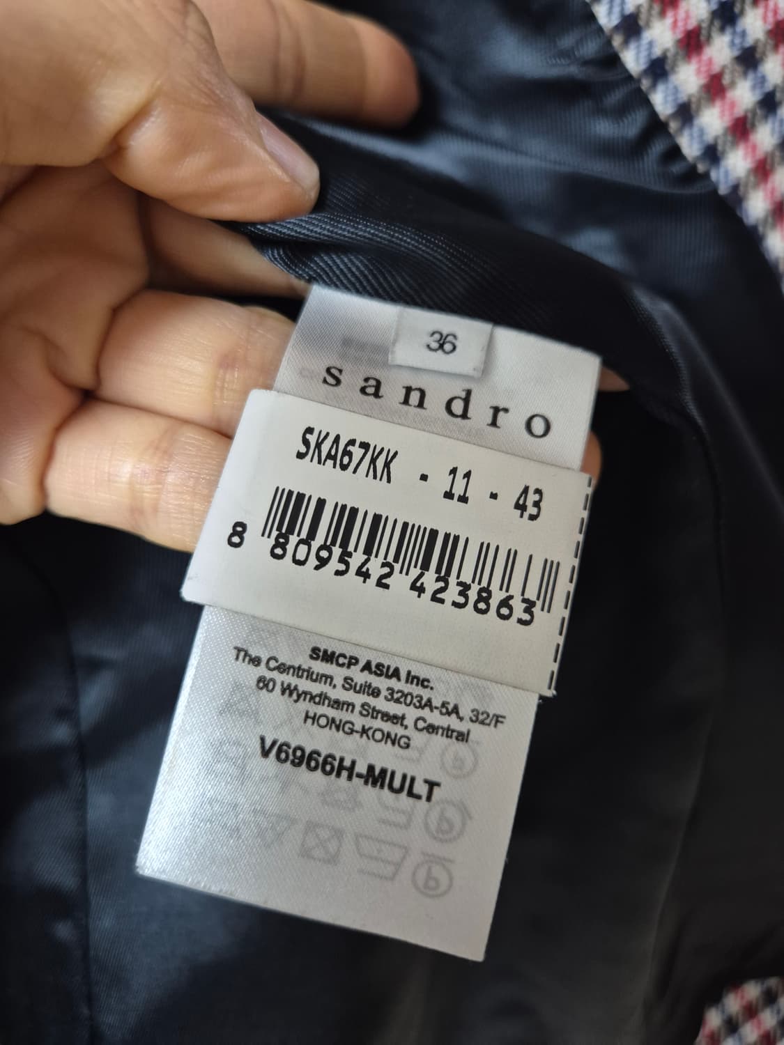 (정품) 산드로 울자켓 하운드 체크자켓 36 블레이져 상품이미지8