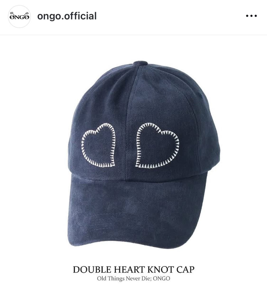 온고 ONGO 더블하트 매듭 볼캡 네이비 상품이미지2