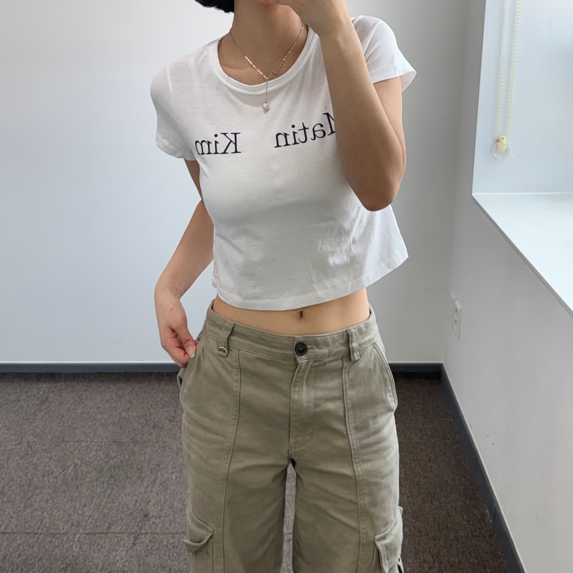 Matin kim 마땡킴 스펠아웃로고 화이트 반팔 상품이미지2