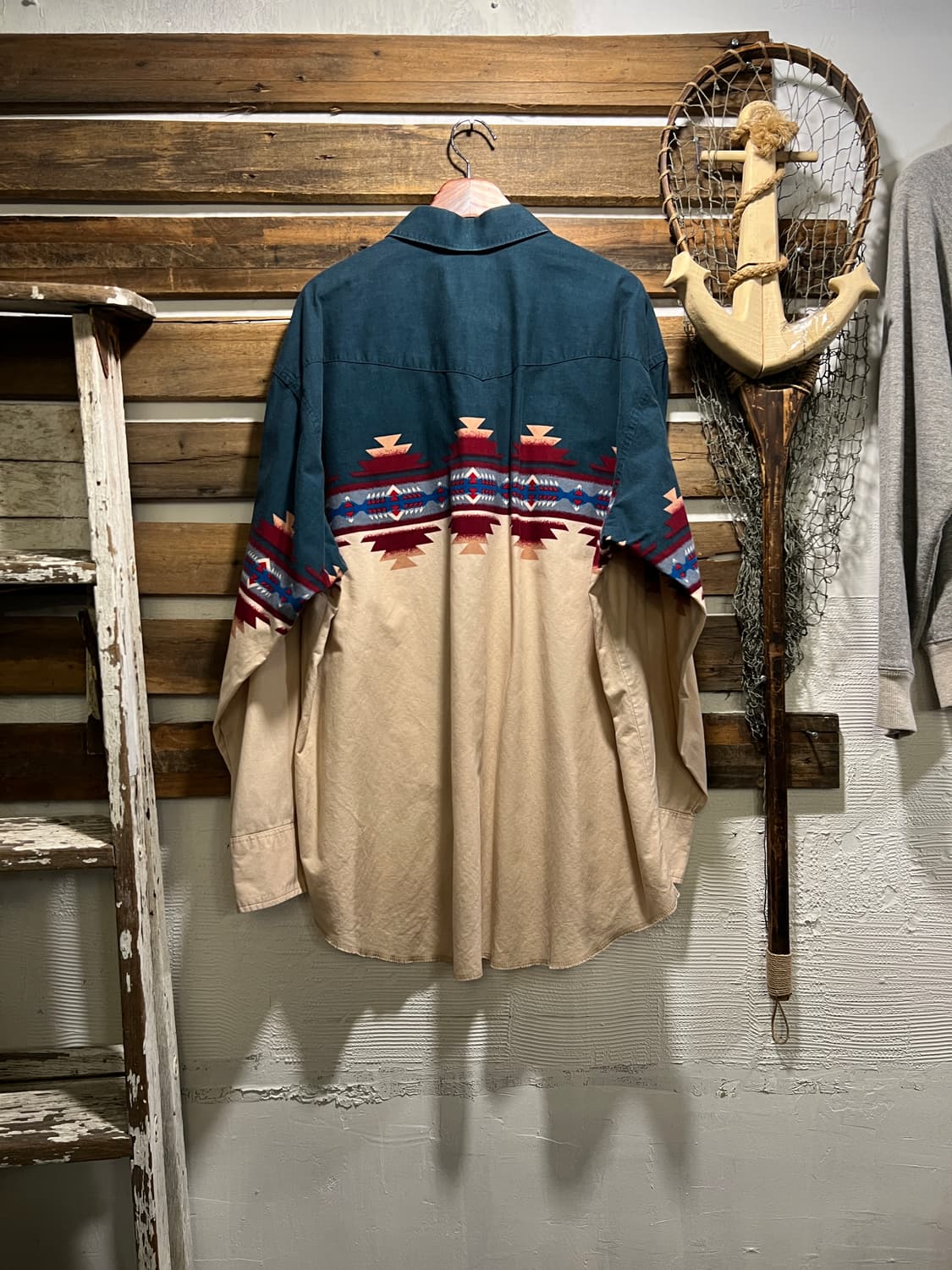 [2XL]90's 랭글러 USA 나바호 패턴 버튼다운 웨스턴 셔츠 상품이미지6