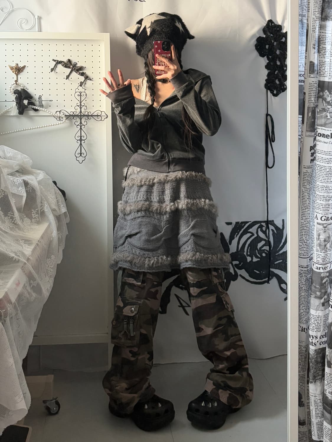 • Grey Rabbit Fur Skirt 상품이미지6