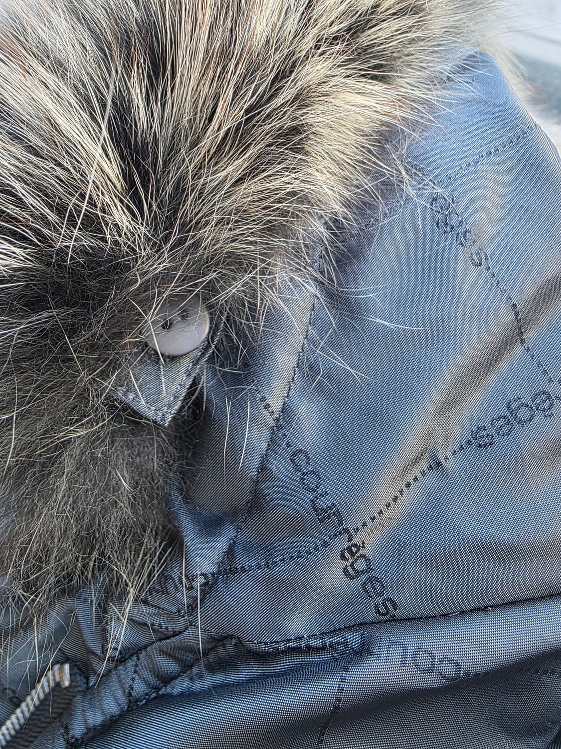 courreges 올오버 모노그램 롱 덕다운 패딩/블루 폭스퍼 상품이미지7