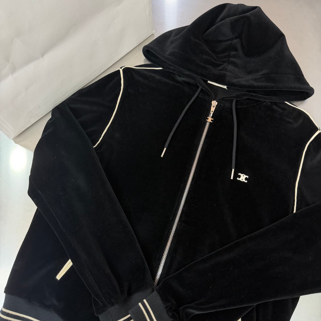 [리오브] 셀린느 트리오페 벨루어 트랙 벨벳 후드집업 상품이미지3