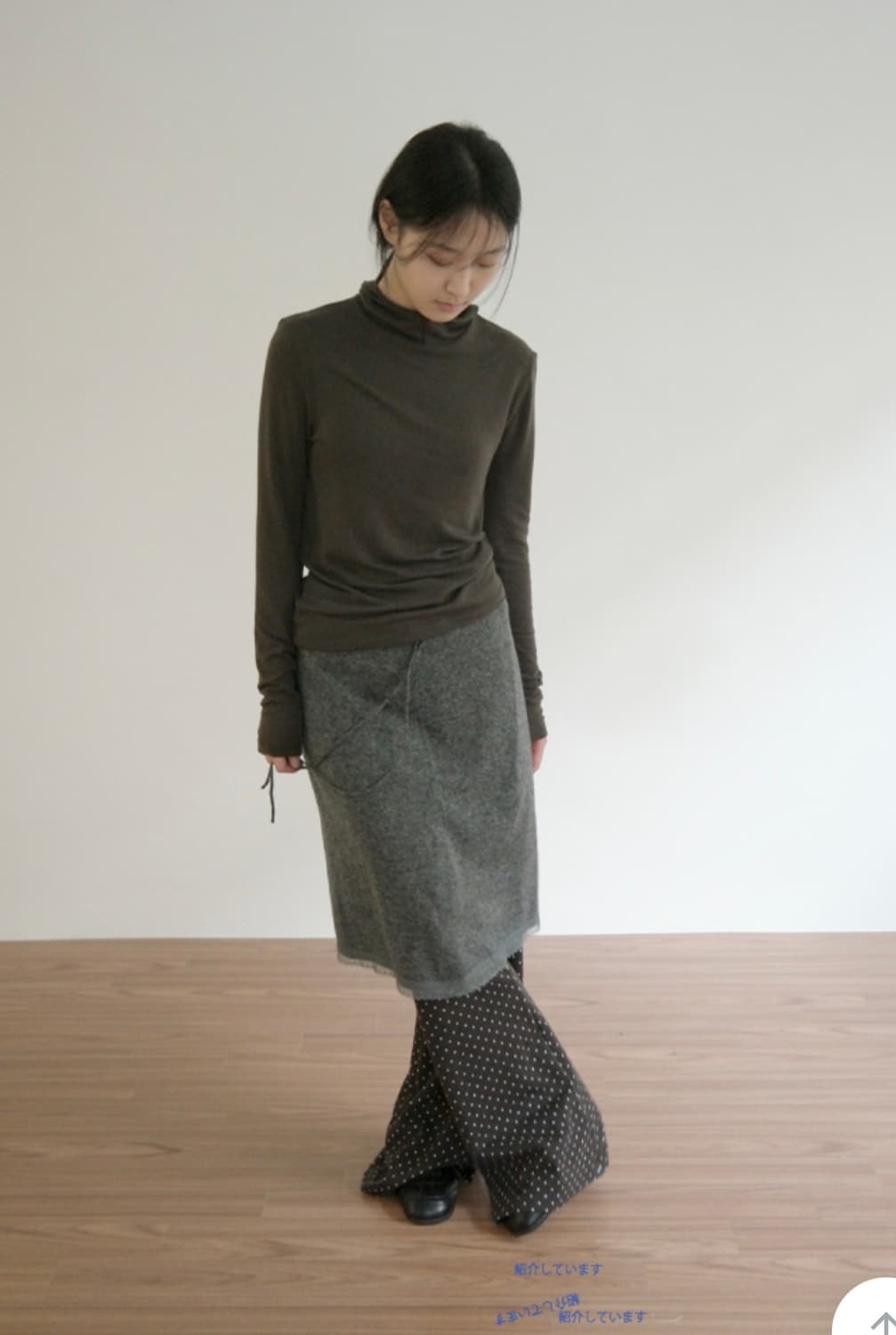 에프터먼데이 레이스 니트 미디 스커트 블랙 상품이미지2