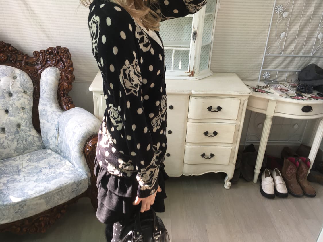 Cecil McBee black rose dot cardigan 상품이미지4