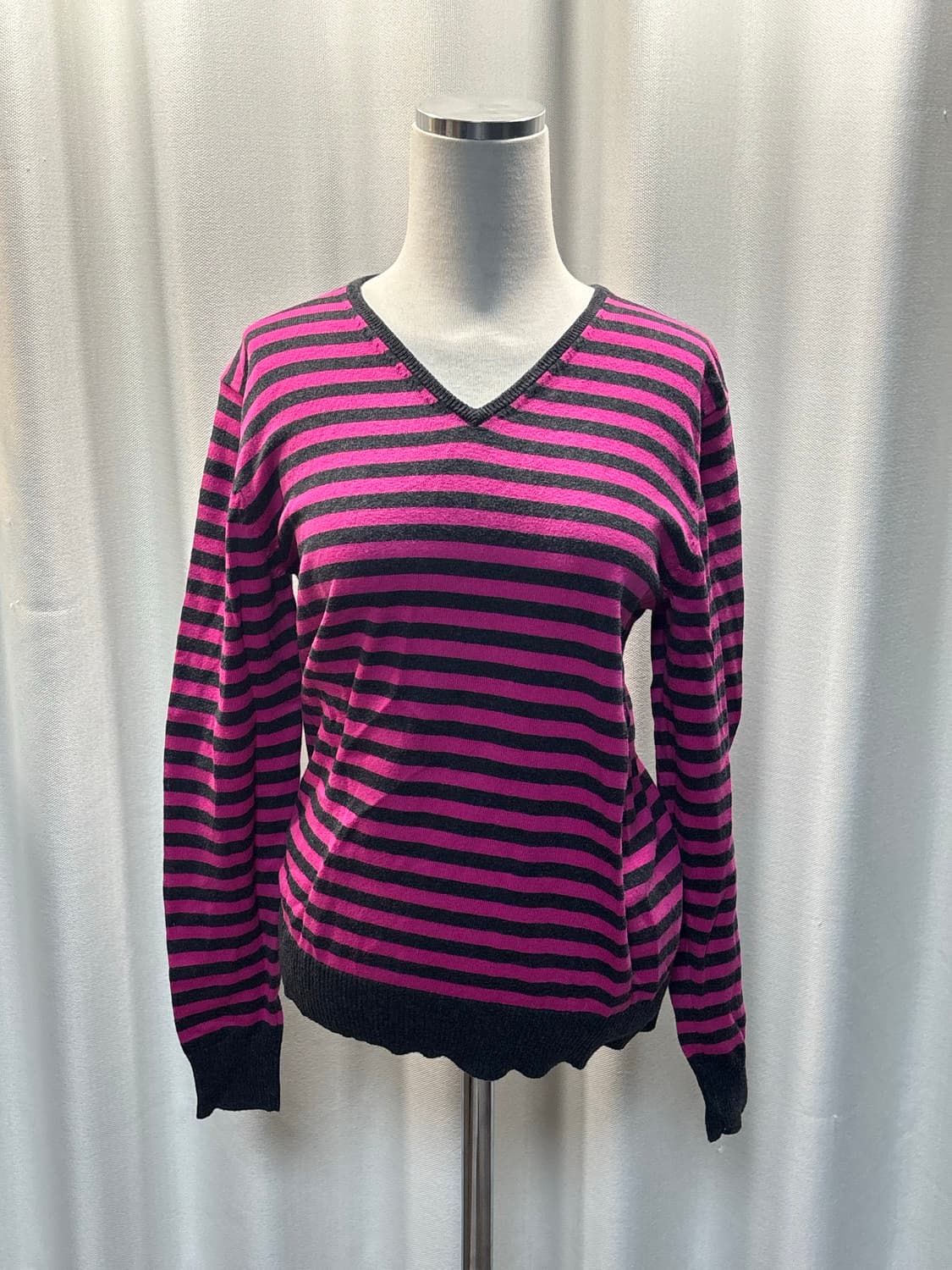 펑크st 줄무늬 브이넥 긴팔티 상품이미지1