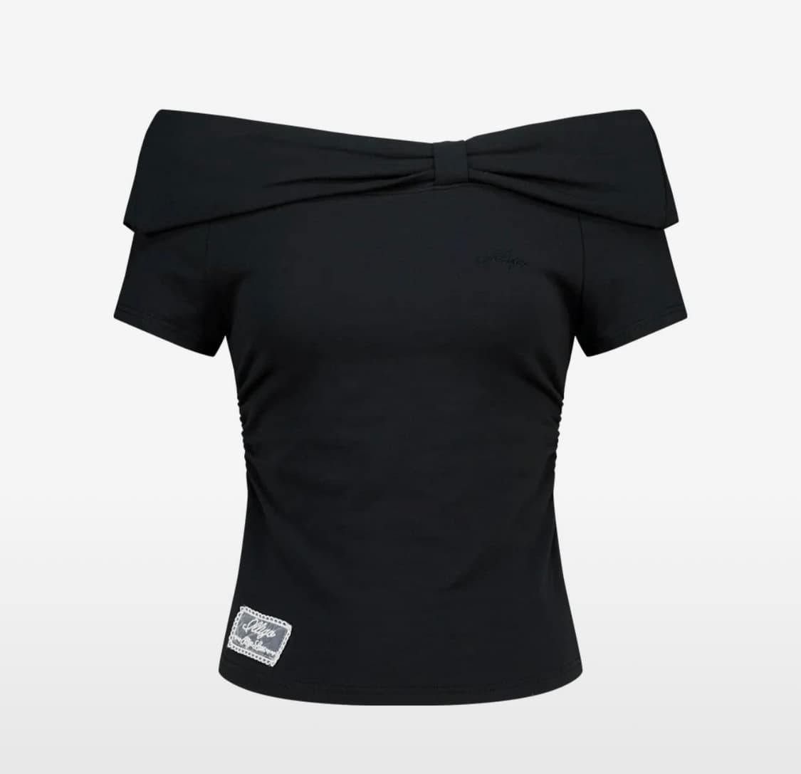 일리고 보우 오프숄더티 블랙 상품이미지1