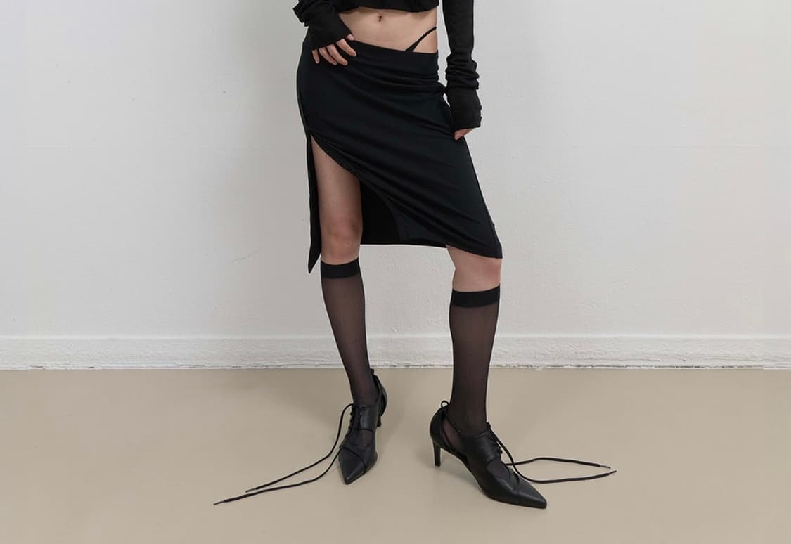 OJOS Button Slit Midi Skirt / Black 상품이미지1