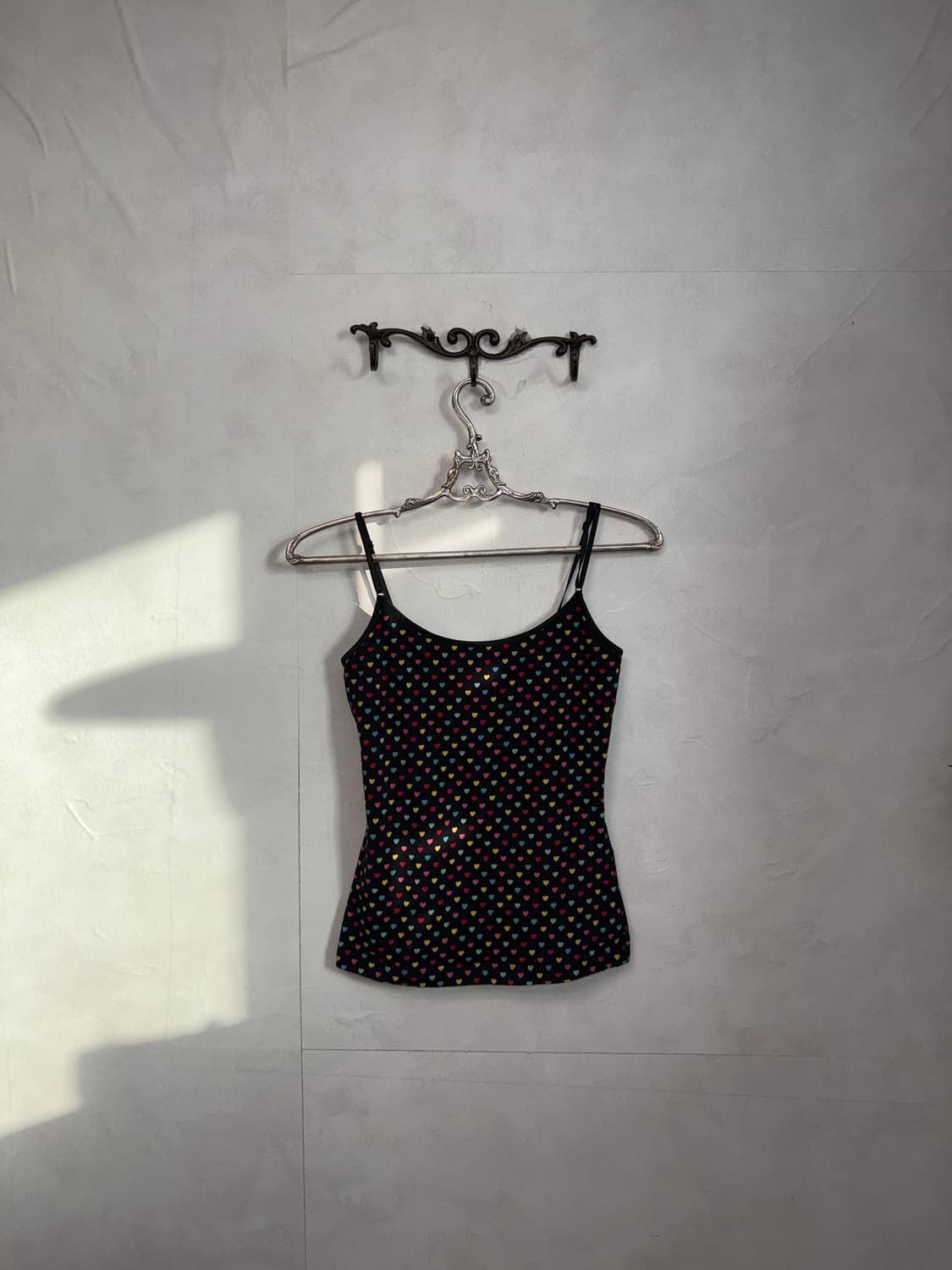 Black color mix heart pattern sleeveless 상품이미지1