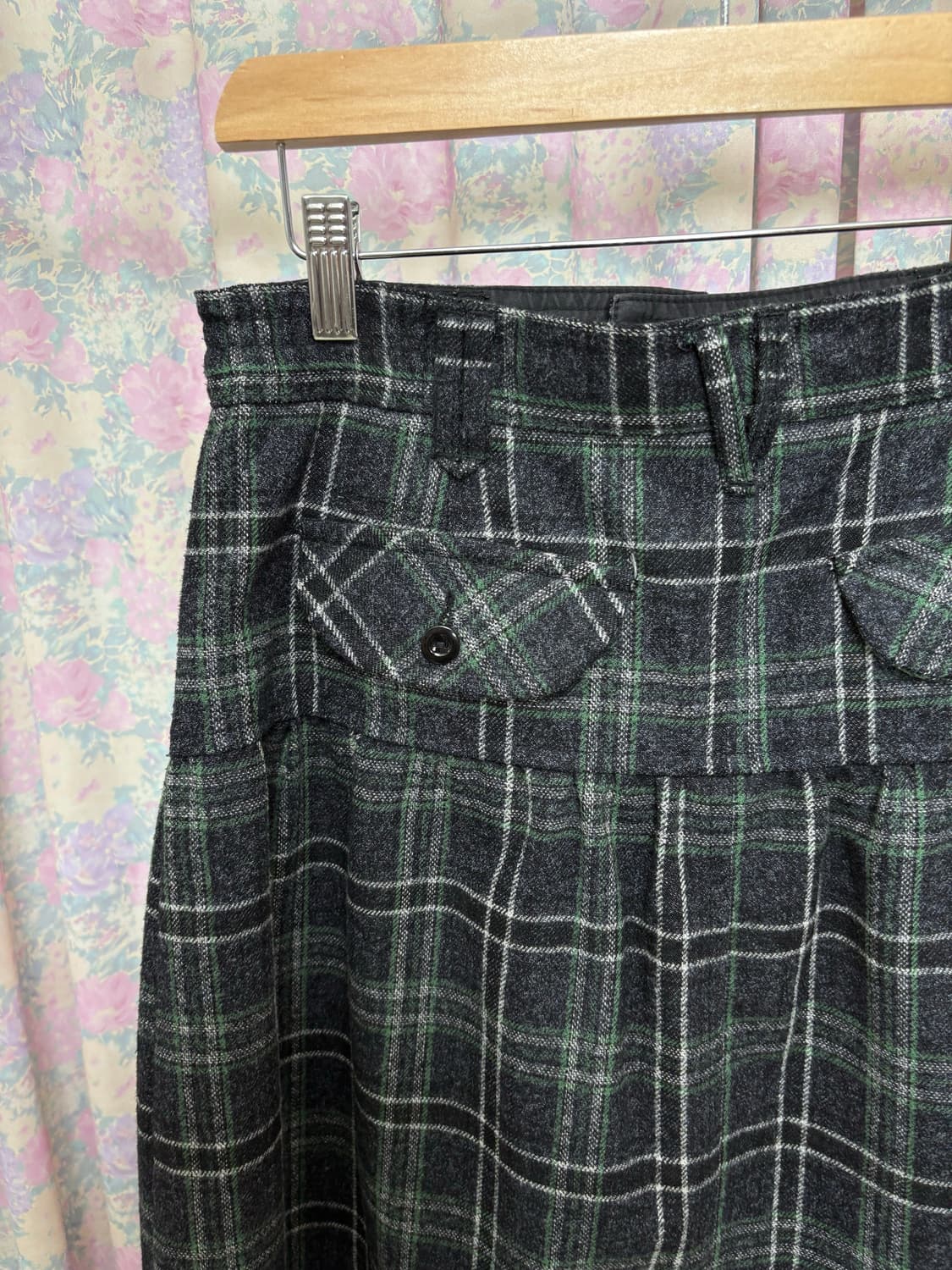 차콜 그린 체크 미디 스커트 상품이미지10