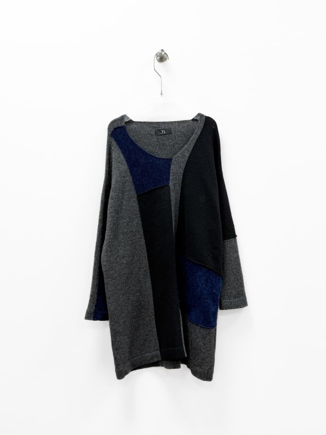Y's 요지 야마모토 컬러 블록 비대칭 울 니트 튜닉 상품이미지1