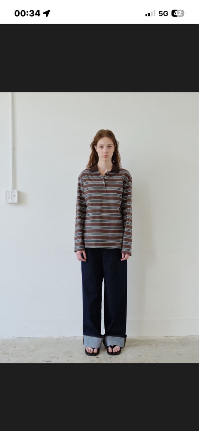 아르토 Striped Collar T-Shirt_Brown 상품이미지1