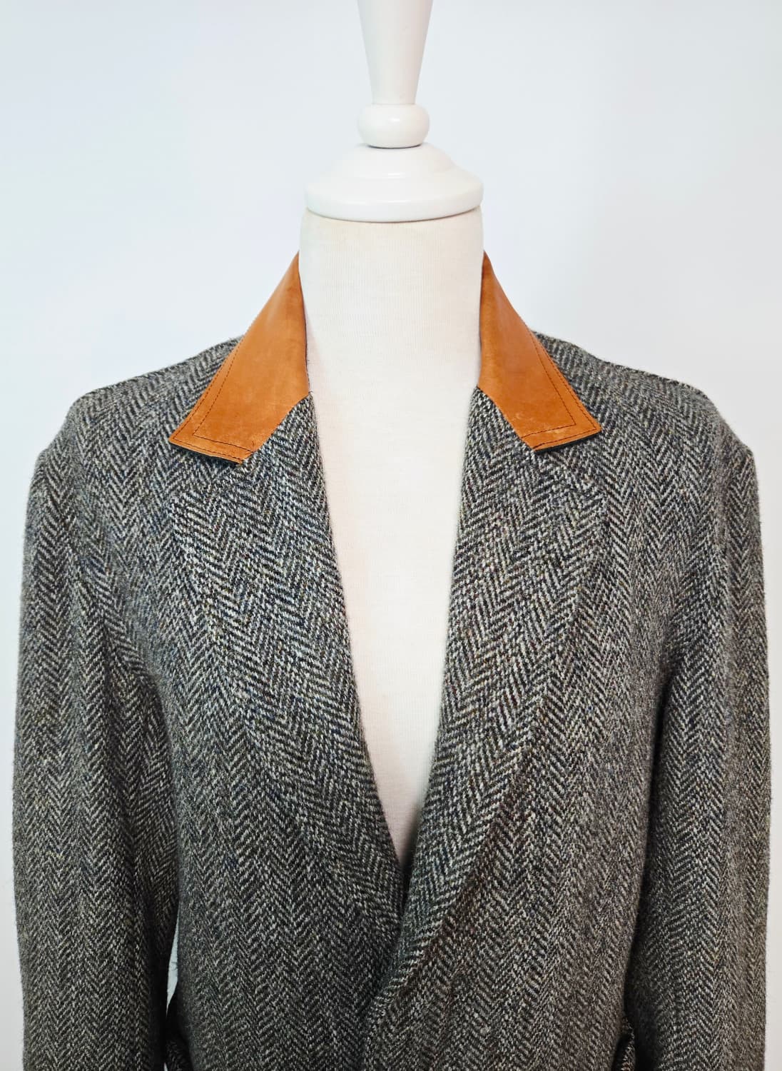 해리스트위드 가죽 카라 블레이저 자켓 상품이미지6