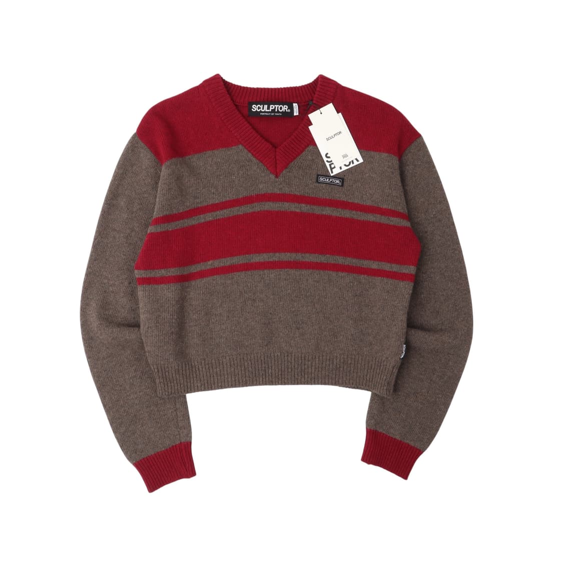 스컬프터 크롭 스트라이프 니트 상품이미지1