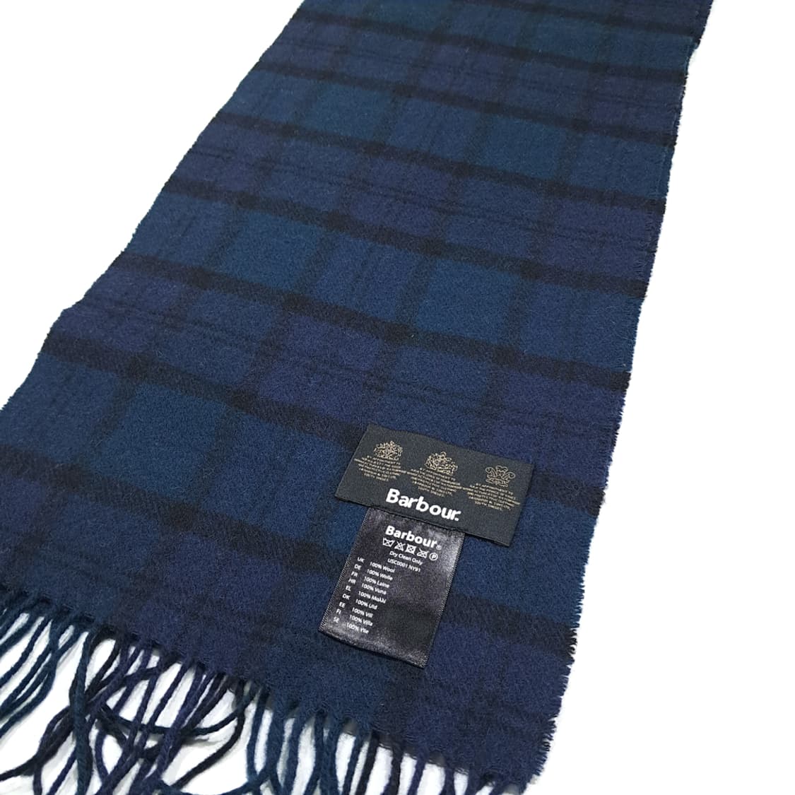 MX475 바버 3크레스트 울 타탄체크 네이비 머플러 목도리 상품이미지3