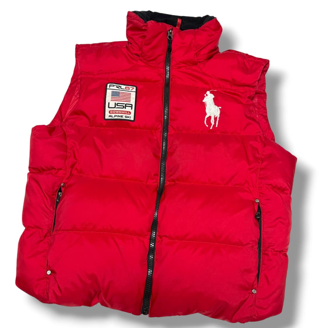 폴로 성조기 빅포니 패딩조끼 레드 상품이미지3