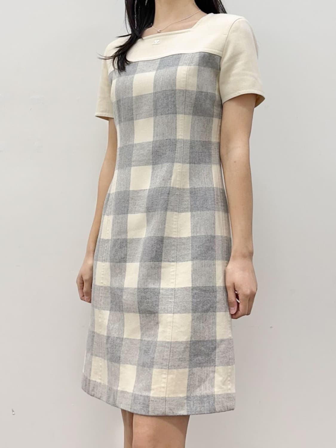 courreges / 꾸레쥬 울 캐시미어 체크 원피스  상품이미지9