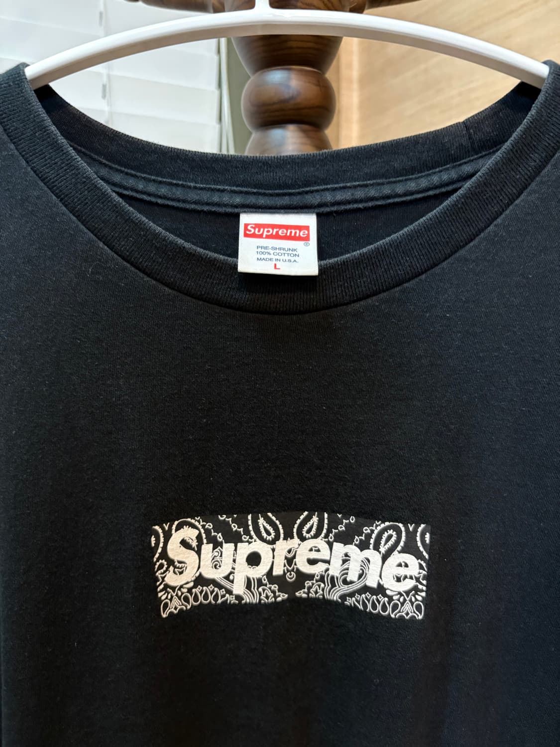 L ] 슈프림 박스로고 반다나 블랙 반팔 상품이미지2