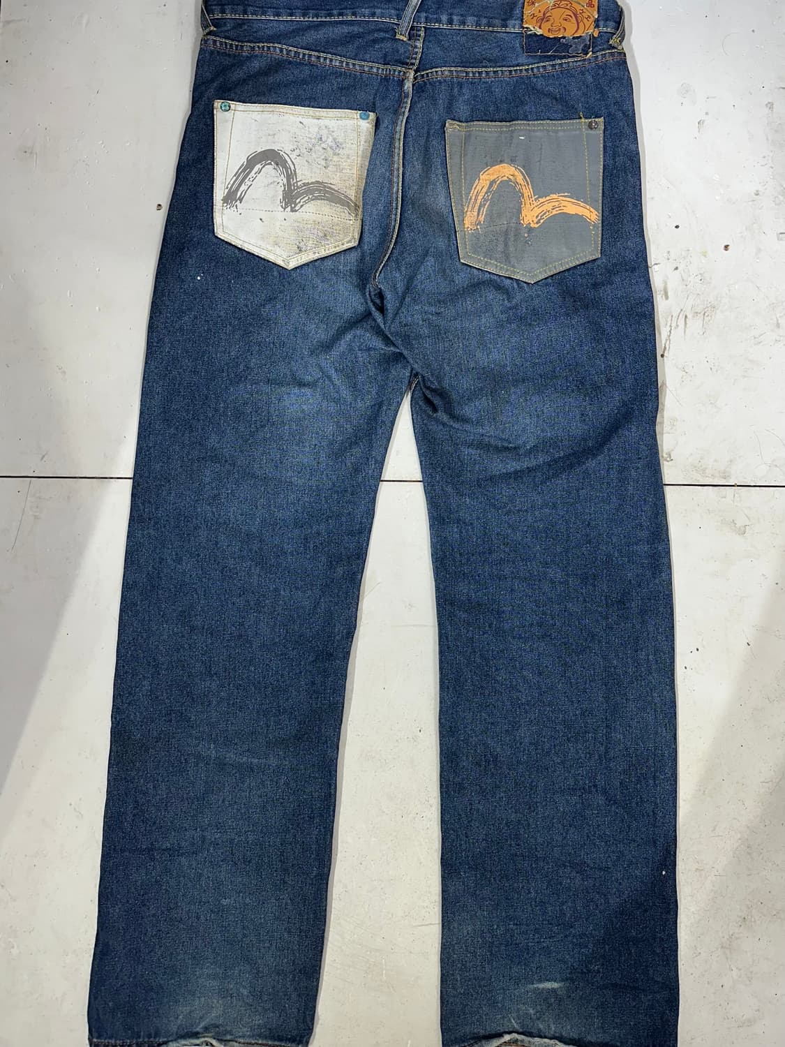 일본 에비수 진청 전후면 주머니 디테일 와이드 데님 청바지  상품이미지5