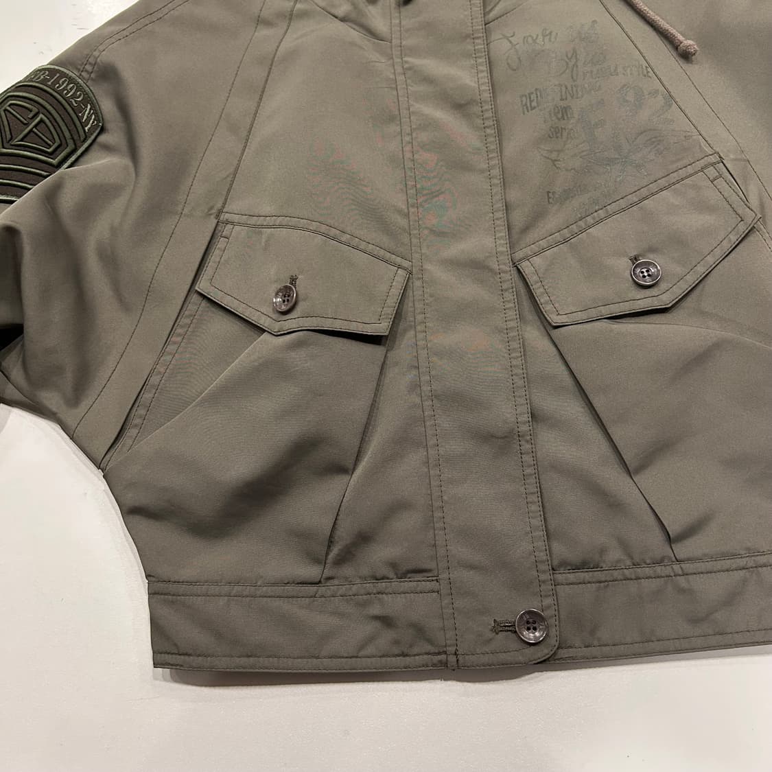 [S] 10s FUBU 후부 우먼 카키색 후드 숏 야상 점퍼 B211 상품이미지7