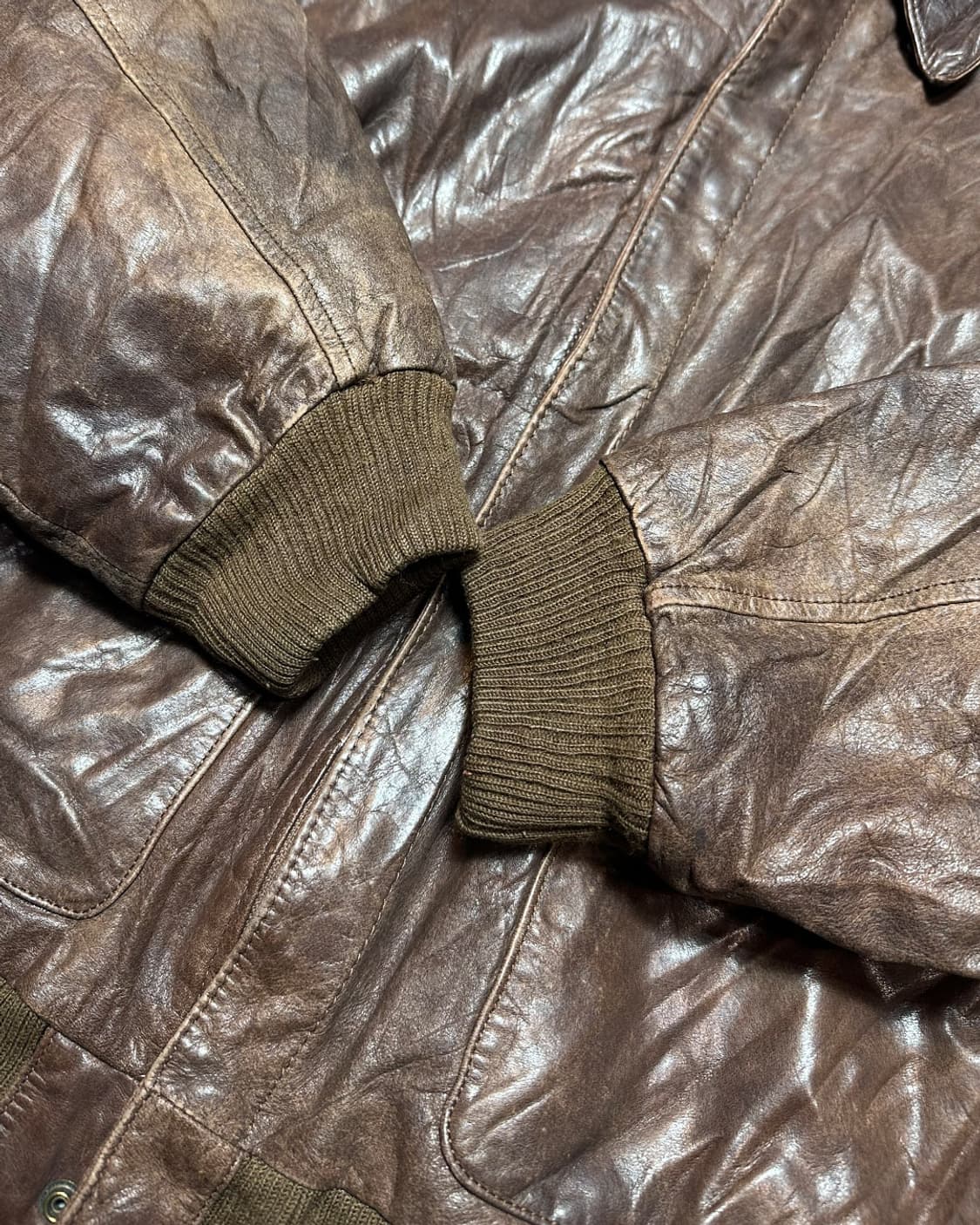 90s ADA 리얼 레더 A-2 플라이트 자켓 made in korea 상품이미지6