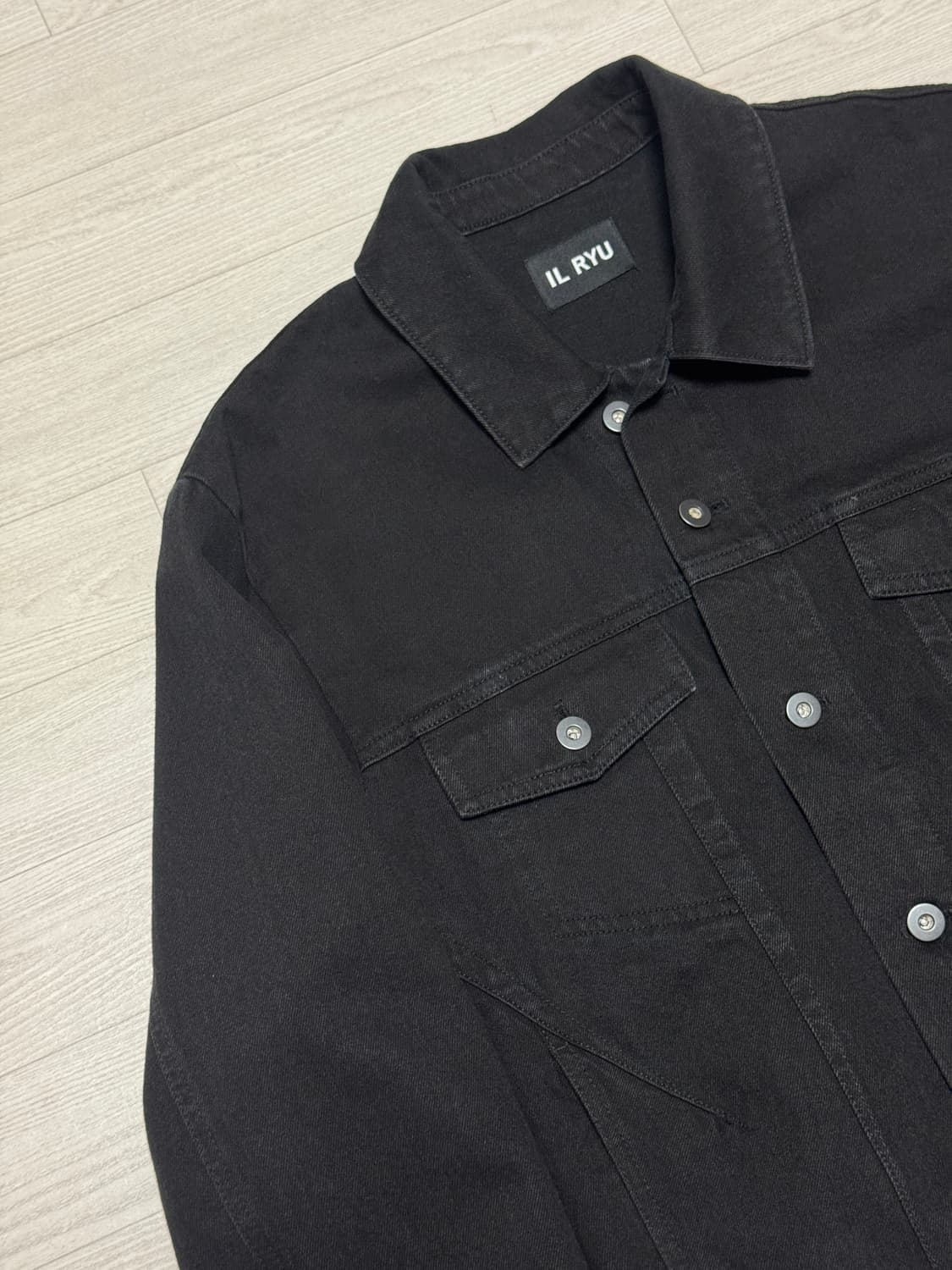 일류 Misaligned denim jacket (Black) 1 상품이미지6